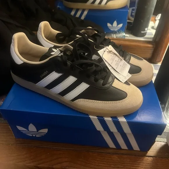 Adidas Samba Black and Beige Men's Sneakers - Picture 1 of 3